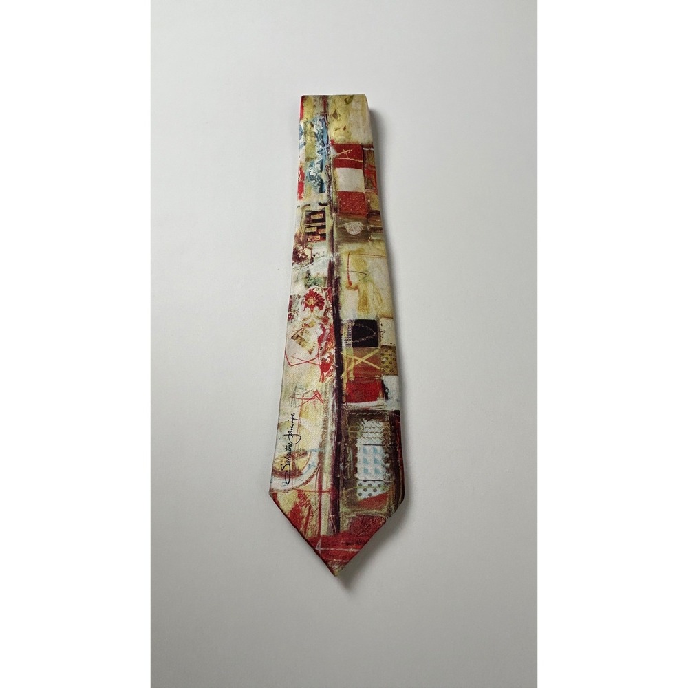 Salvatore Principe DeSantis Collection Yellow‎ Abstract Signed Silk Tie